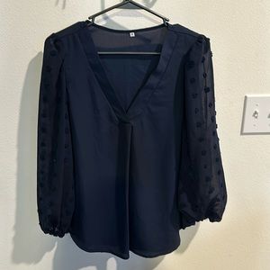 Navy Chiffon Blouse